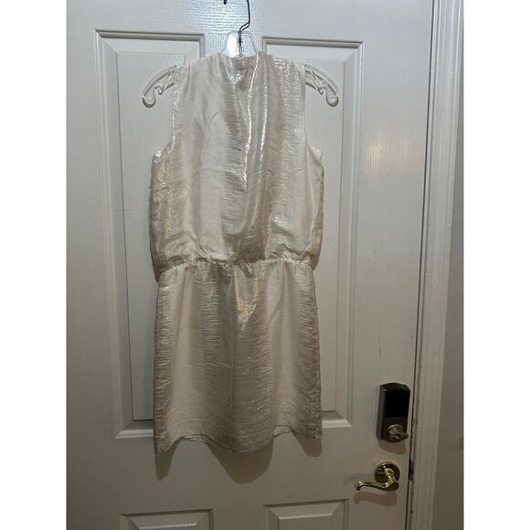 Trina Turk Women's Cream Silk Ruffle Front Mini Dress Size 2 - Picture 7 of 9